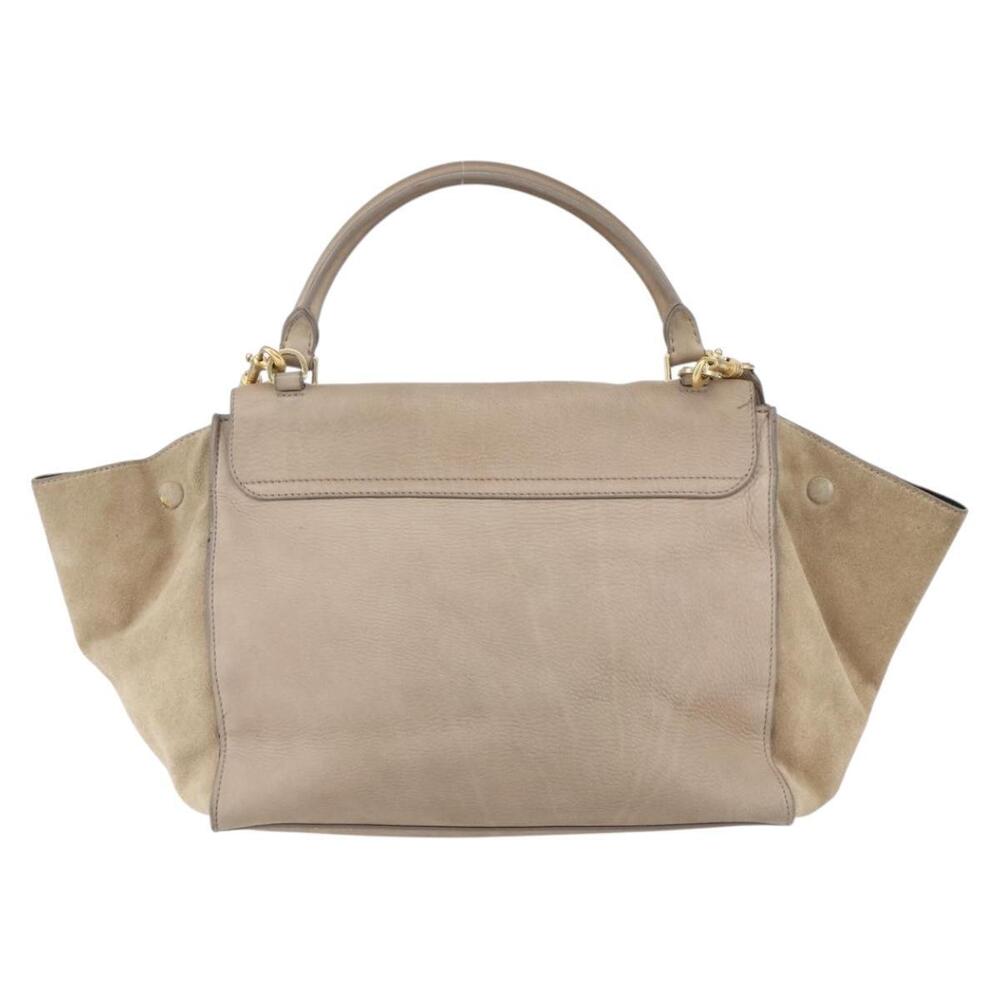 CELINE Trapeze Hand Bag Leather 2way Beige Gold Auth bs30311 - Picture 2 of 16